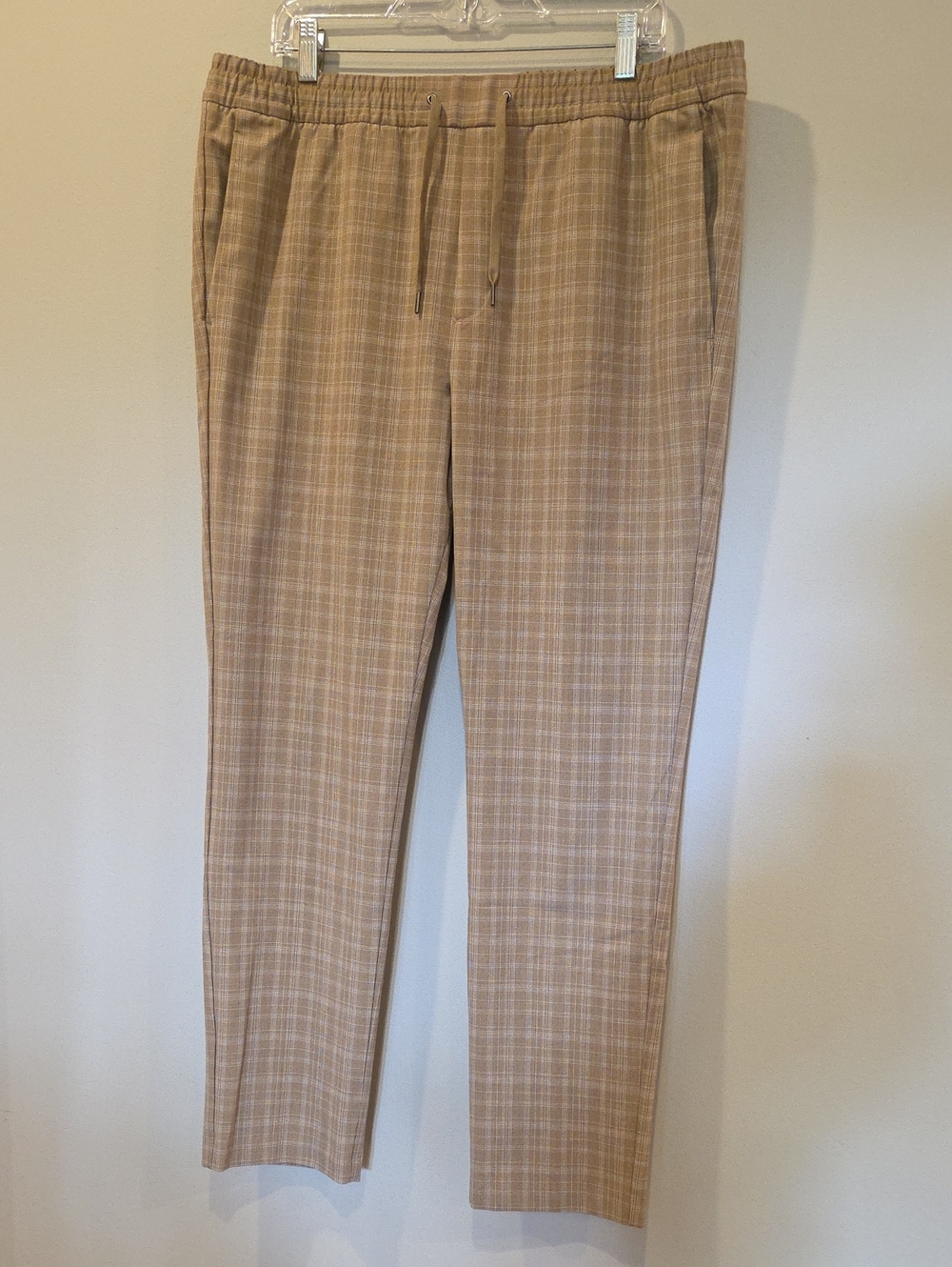 H&M Beige Plaid Drawstring Chinos